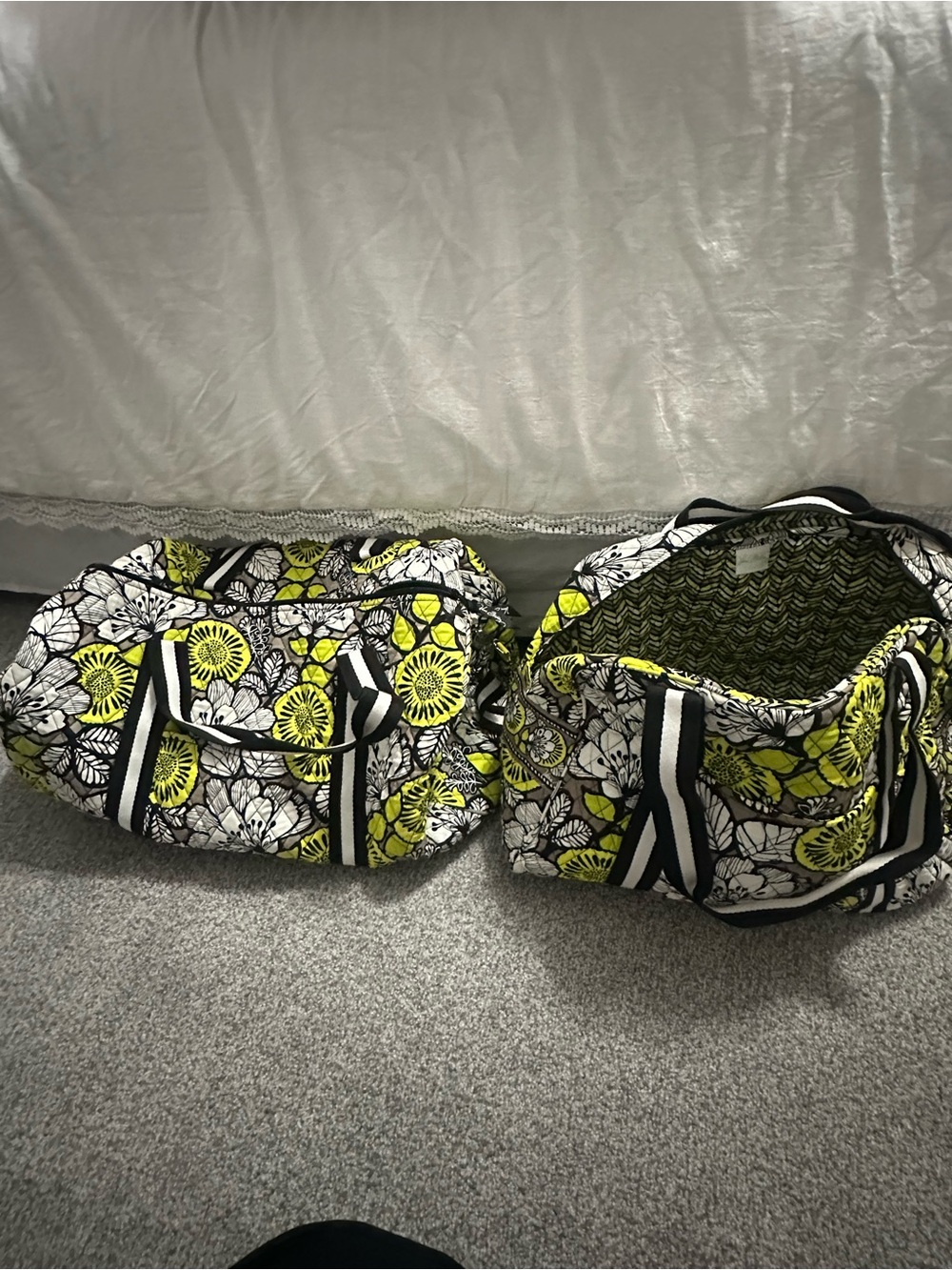Vera Bradley Yellow Floral Quilted Travel Tote & Duffel Set